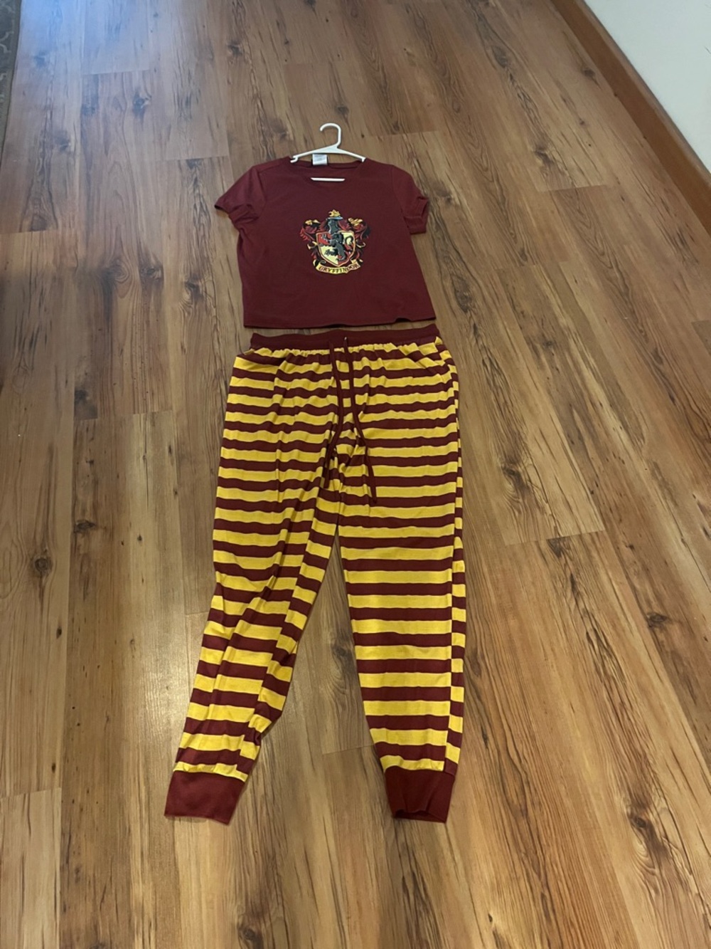 Women's Maroon & Gold Striped Pajama Set - Gryffindor Style